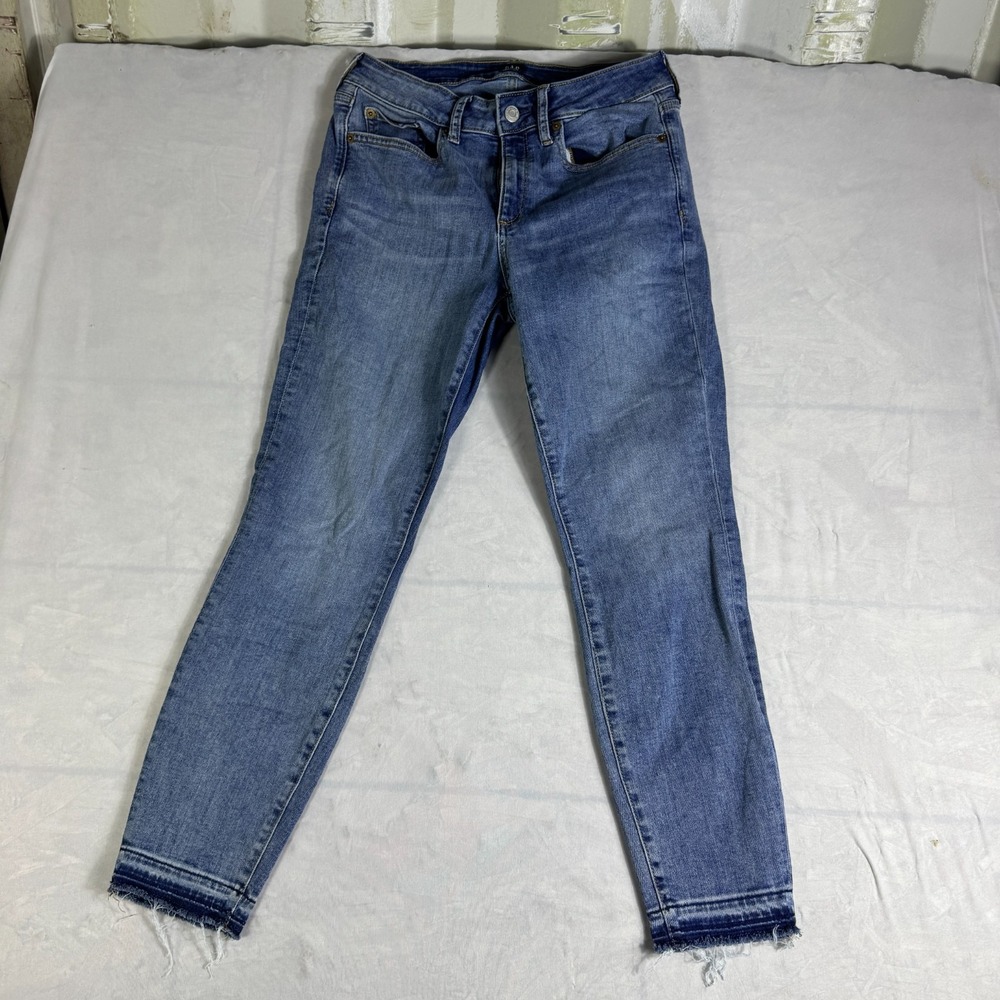 Gap Womens Curvy True Skinny Jeans Blue Denim Raw Hem Fray 5 Pocket Outdoor 29